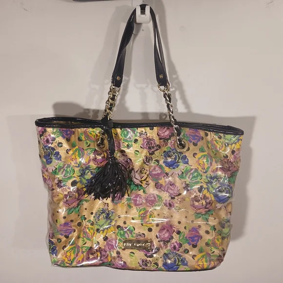 Betsey Johnson Floral Tote Bag - Gold and Multicolor - Picture 1 of 16